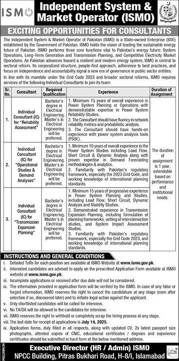 Independent System & Market Operator Islamabad Tender Notice